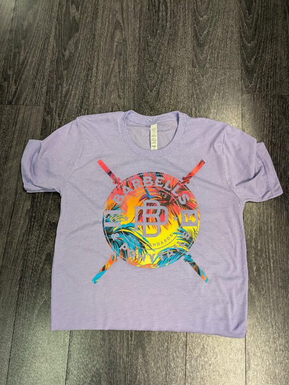 Barbells And Ponytails "Tropical" Crop S/S T-Shirt TEE Sz XS NEW